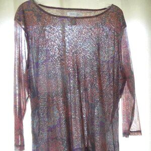 womens coldwater creek brand pull over blouse / top size XL autumnal colors